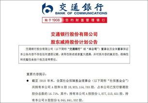 交通银行社保基金减持A股 这波操作到底背后藏着啥算盘？ 